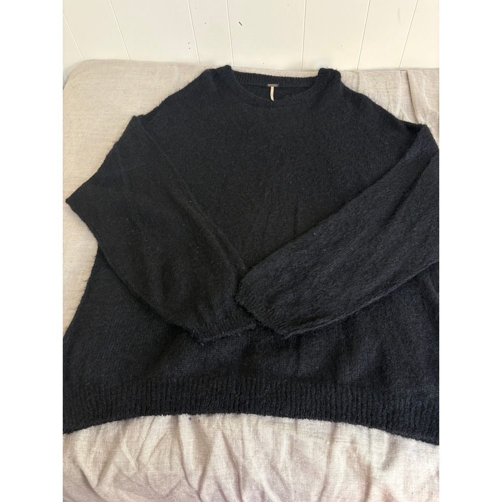 Free People Sweater Womens M Black Alpaca Blend Oversized Pullover